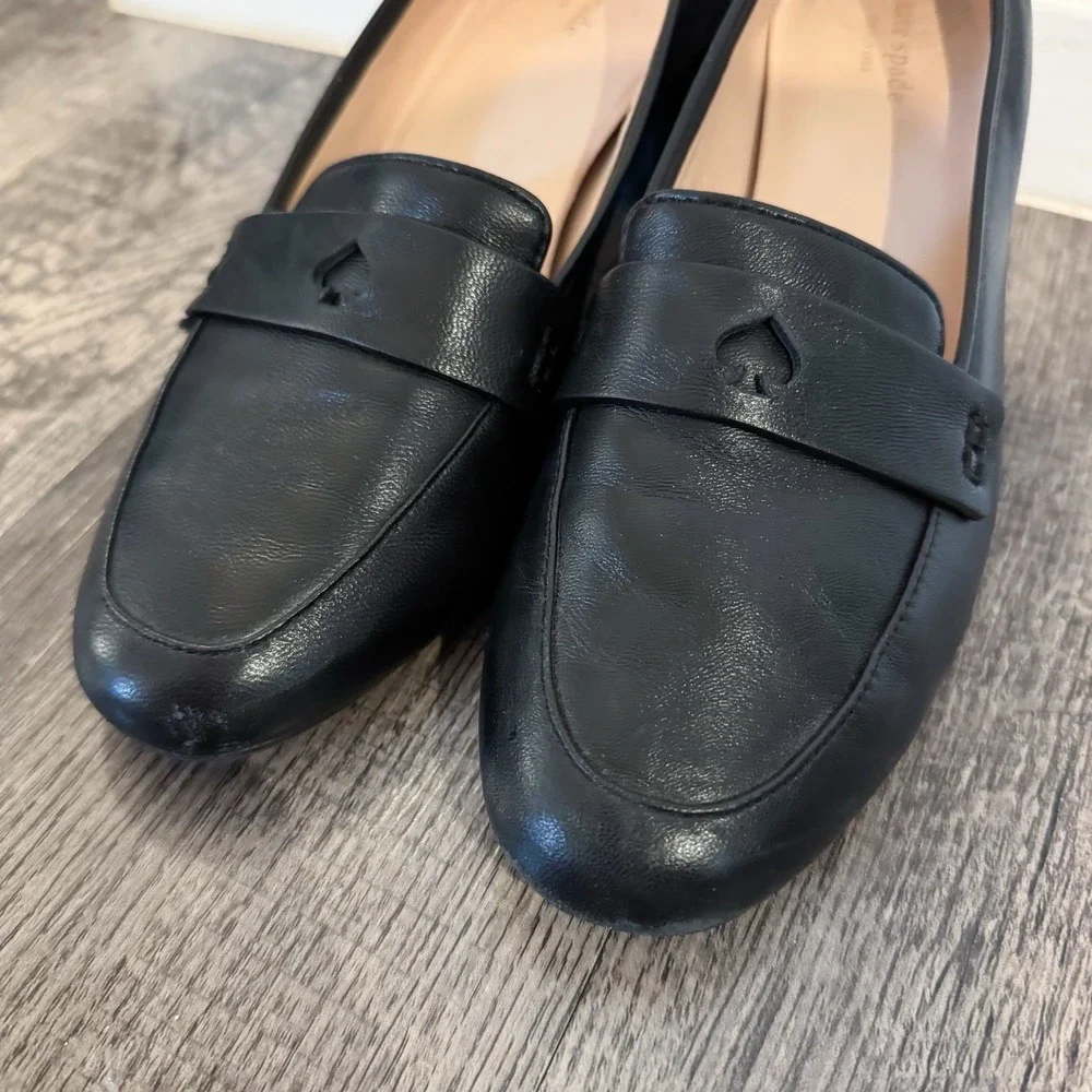 Kate Spade Loafers‎ Women's 8.5 M Loafer Heels Black Leather